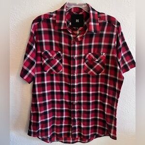 Kr3w Men's Red and Black Checkered Shirt